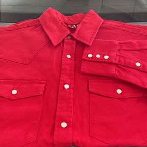 MENS S MARLBORO SIGNATURE RED WESTERN DENIM SHIRT